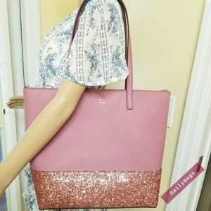 KATE SPADE PENNY GLITTER GRETA COURT TOTE PEONY